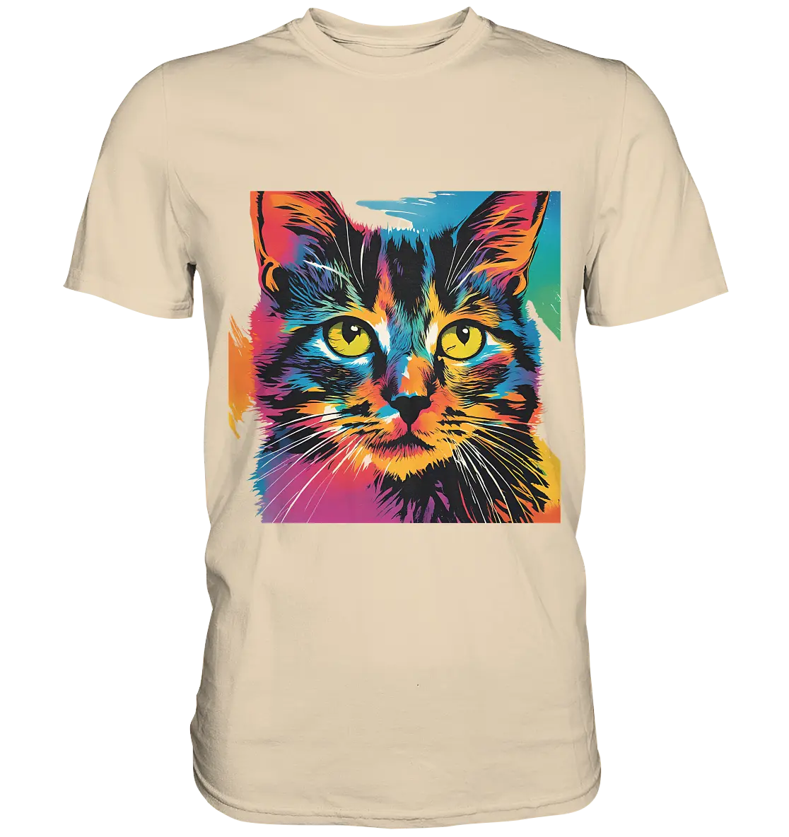 Farbenprächtiger Katzenkopf – Tiger's Blick - Premium Shirt Bright Lights Arts
