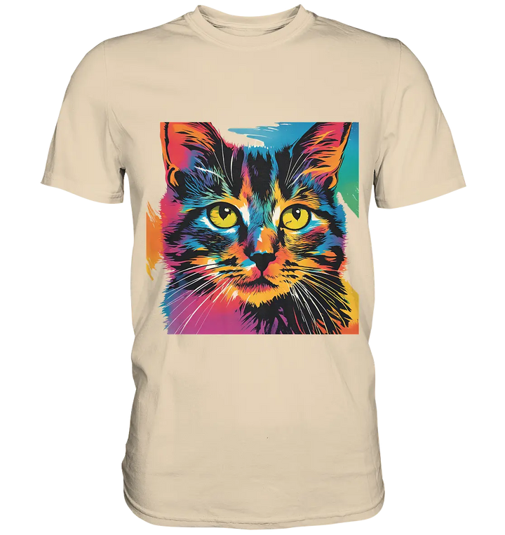 Farbenprächtiger Katzenkopf – Tiger's Blick - Premium Shirt Bright Lights Arts