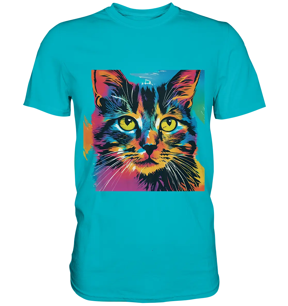 Farbenprächtiger Katzenkopf – Tiger's Blick - Premium Shirt Bright Lights Arts