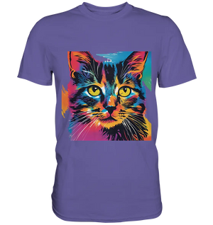 Farbenprächtiger Katzenkopf – Tiger's Blick - Premium Shirt Bright Lights Arts