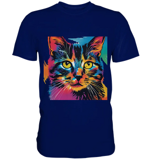Farbenprächtiger Katzenkopf – Tiger's Blick - Premium Shirt Bright Lights Arts
