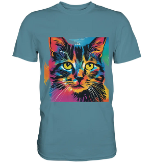 Farbenprächtiger Katzenkopf – Tiger's Blick - Premium Shirt Bright Lights Arts