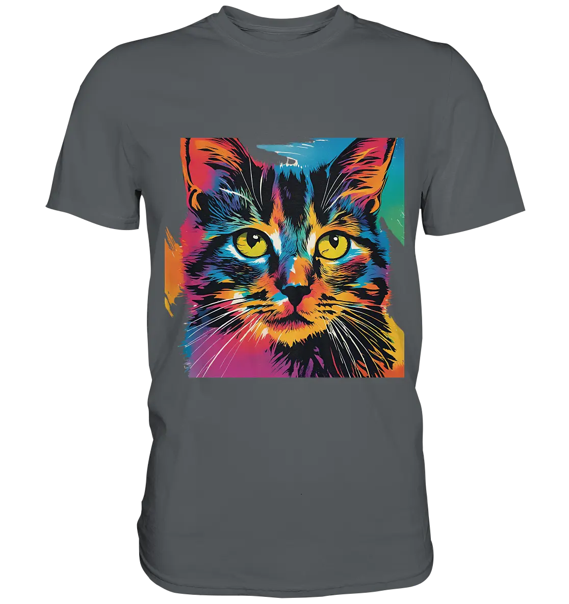 Farbenprächtiger Katzenkopf – Tiger's Blick - Premium Shirt Bright Lights Arts