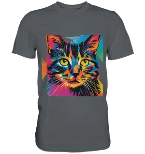 Farbenprächtiger Katzenkopf – Tiger's Blick - Premium Shirt Bright Lights Arts