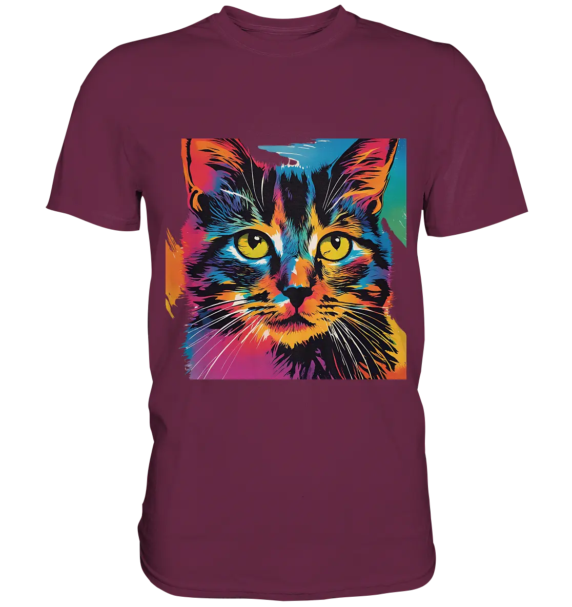 Farbenprächtiger Katzenkopf – Tiger's Blick - Premium Shirt Bright Lights Arts