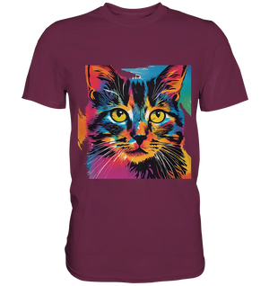 Farbenprächtiger Katzenkopf – Tiger's Blick - Premium Shirt Bright Lights Arts