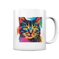 Farbenprächtiger Katzenkopf – Tiger's Blick - Tasse glossy Bright Lights Arts