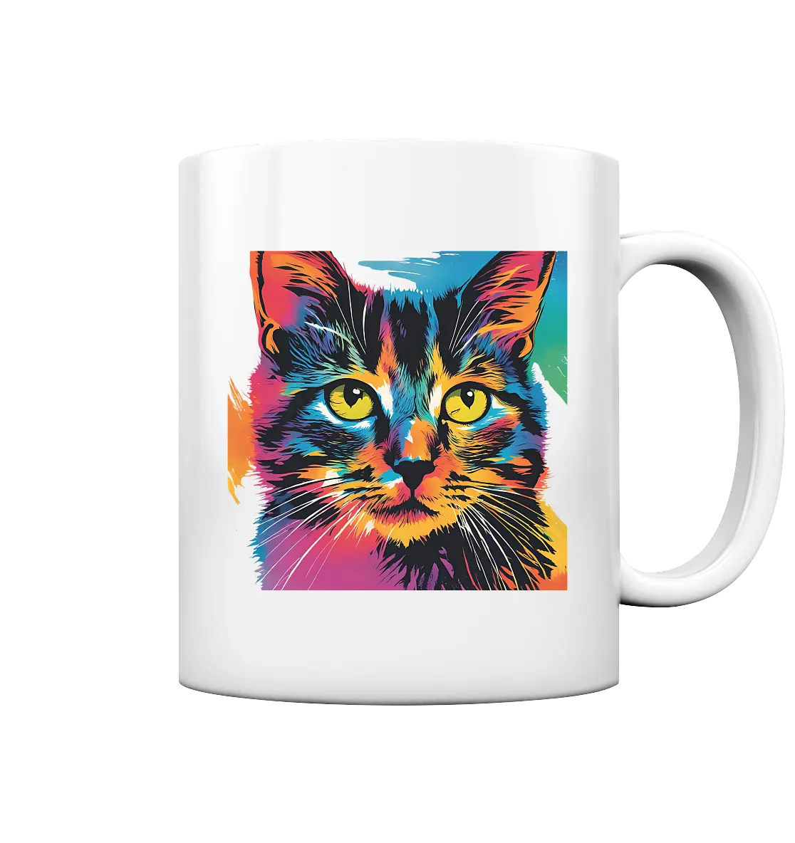 Farbenprächtiger Katzenkopf – Tiger's Blick - Tasse glossy Bright Lights Arts