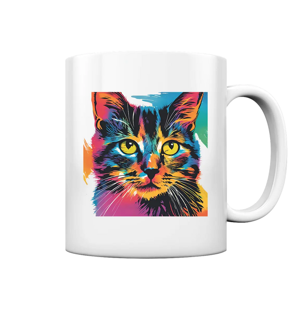 Farbenprächtiger Katzenkopf – Tiger's Blick - Tasse glossy Bright Lights Arts