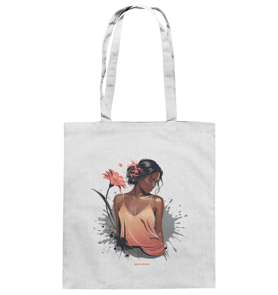Farbige Eleganz – Stilvolle Frau in einer kreativen Komposition - Baumwolltasche Bright Lights Arts