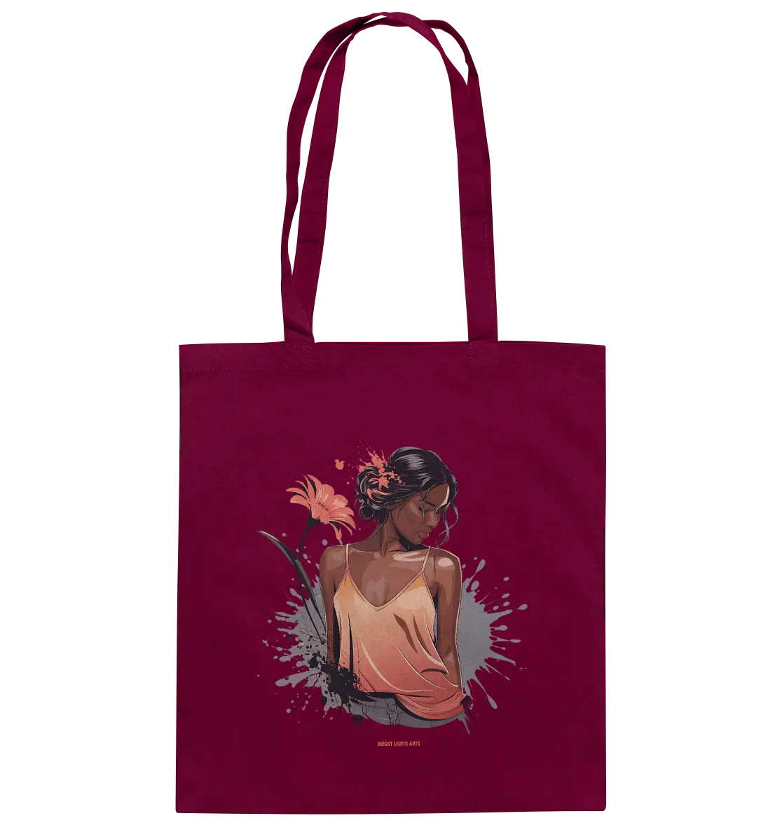 Farbige Eleganz – Stilvolle Frau in einer kreativen Komposition - Baumwolltasche Bright Lights Arts