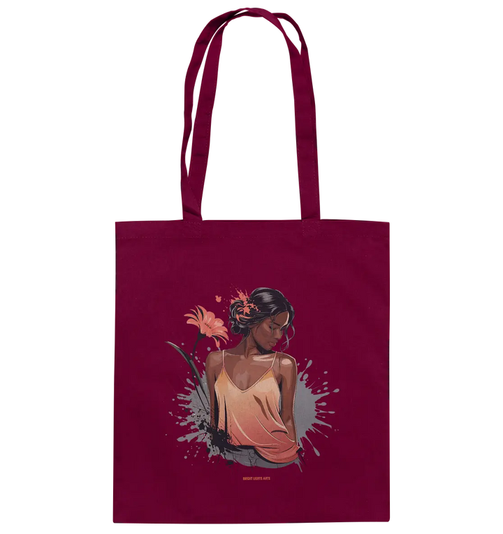 Farbige Eleganz – Stilvolle Frau in einer kreativen Komposition - Baumwolltasche Bright Lights Arts