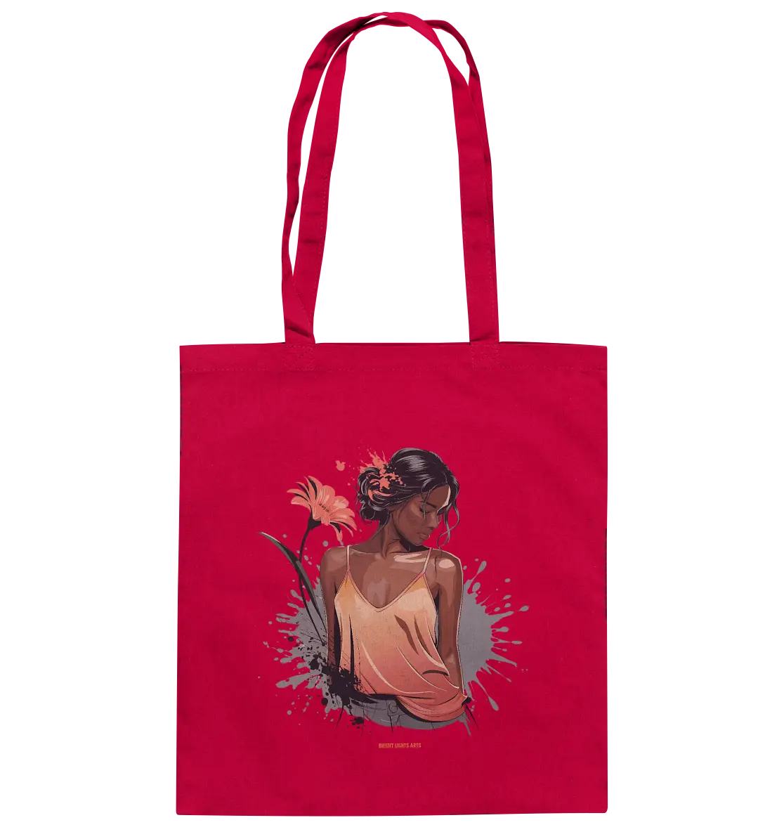 Farbige Eleganz – Stilvolle Frau in einer kreativen Komposition - Baumwolltasche Bright Lights Arts