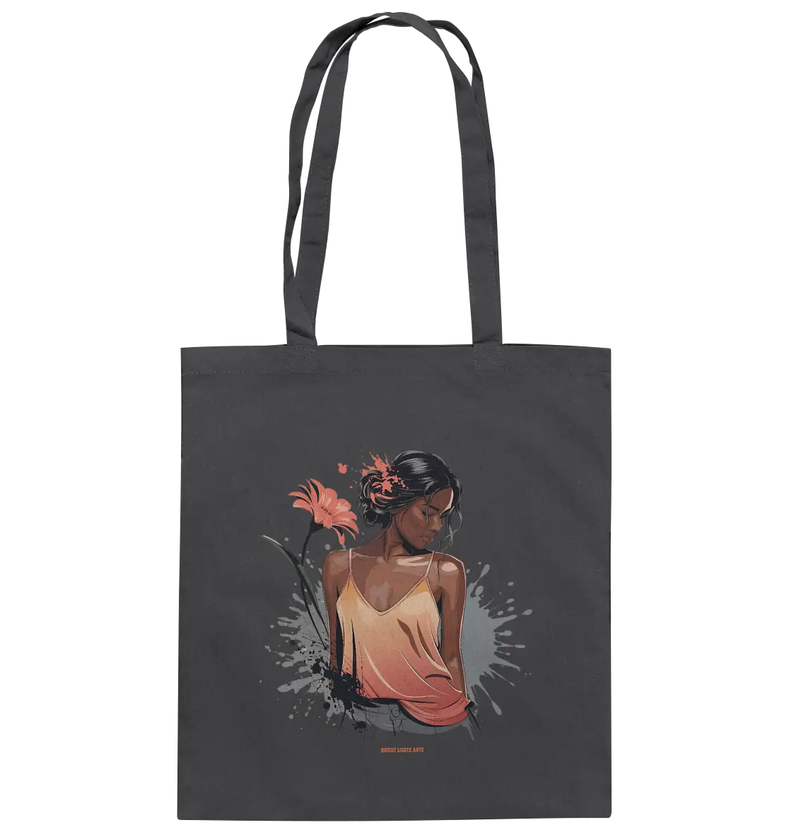 Farbige Eleganz – Stilvolle Frau in einer kreativen Komposition - Baumwolltasche Bright Lights Arts