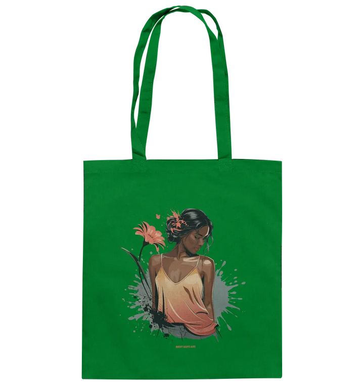 Farbige Eleganz – Stilvolle Frau in einer kreativen Komposition - Baumwolltasche Bright Lights Arts