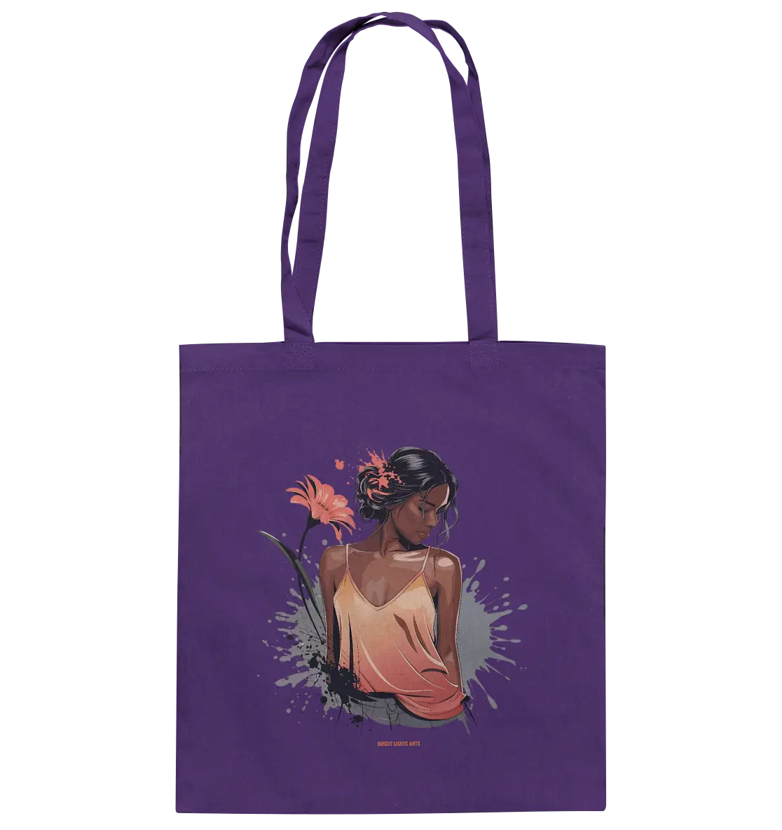 Farbige Eleganz – Stilvolle Frau in einer kreativen Komposition - Baumwolltasche Bright Lights Arts