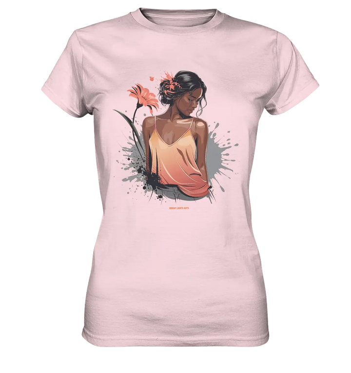 Farbige Eleganz – Stilvolle Frau in einer kreativen Komposition - Ladies Premium Shirt Bright Lights Arts