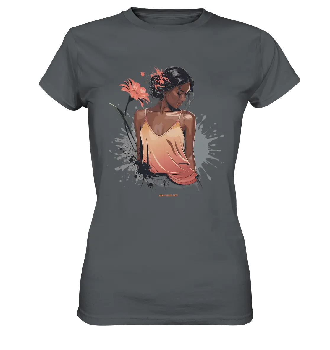 Farbige Eleganz – Stilvolle Frau in einer kreativen Komposition - Ladies Premium Shirt Bright Lights Arts