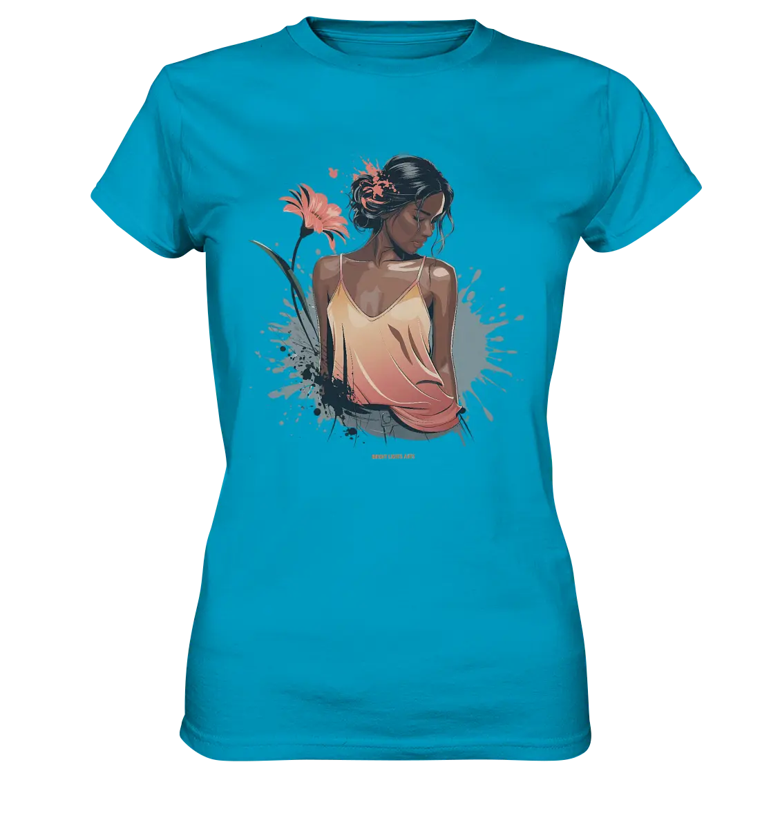Farbige Eleganz – Stilvolle Frau in einer kreativen Komposition - Ladies Premium Shirt Bright Lights Arts