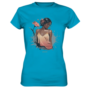 Farbige Eleganz – Stilvolle Frau in einer kreativen Komposition - Ladies Premium Shirt Bright Lights Arts