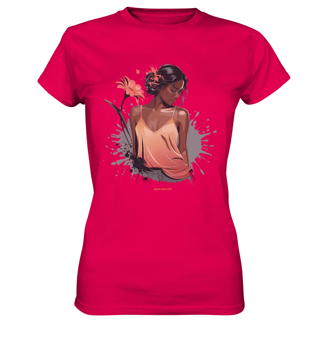 Farbige Eleganz – Stilvolle Frau in einer kreativen Komposition - Ladies Premium Shirt Bright Lights Arts