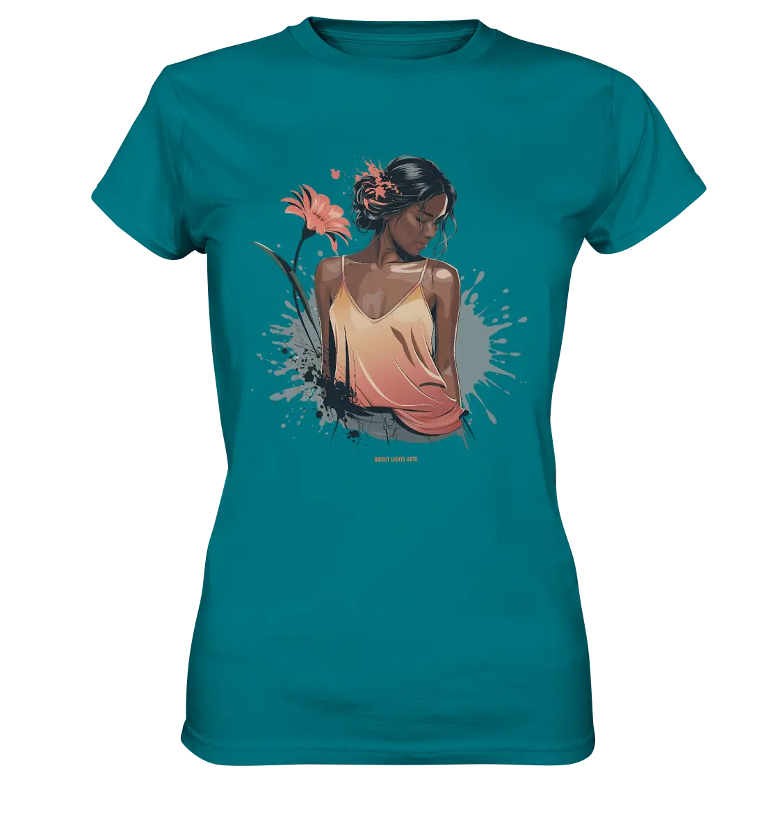 Farbige Eleganz – Stilvolle Frau in einer kreativen Komposition - Ladies Premium Shirt Bright Lights Arts