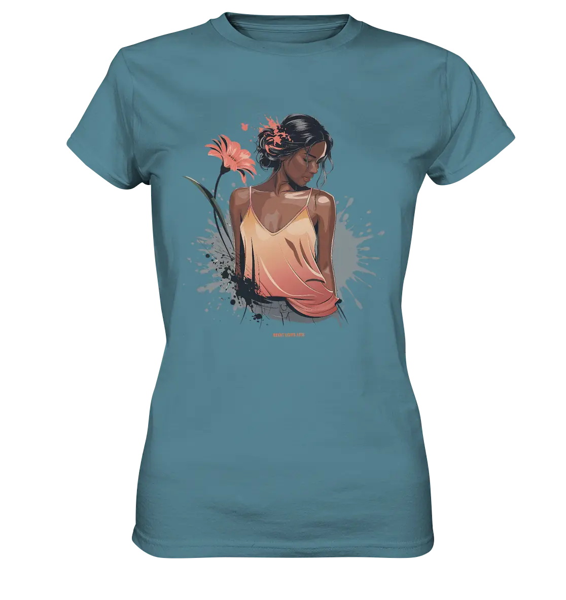 Farbige Eleganz – Stilvolle Frau in einer kreativen Komposition - Ladies Premium Shirt Bright Lights Arts