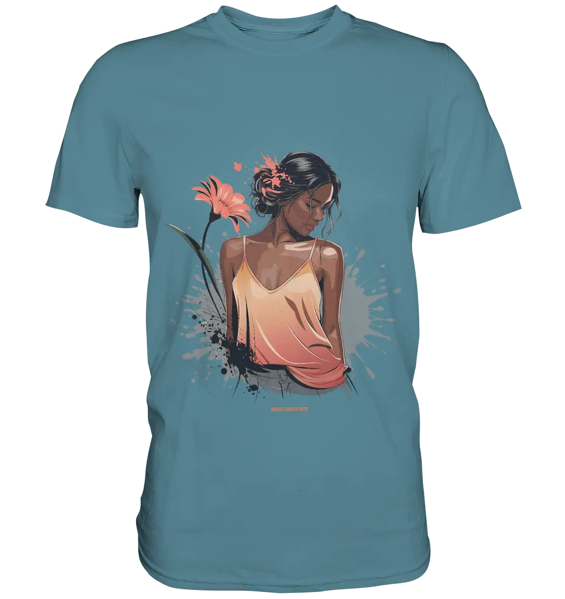 Farbige Eleganz – Stilvolle Frau in einer kreativen Komposition - Premium Shirt Bright Lights Arts