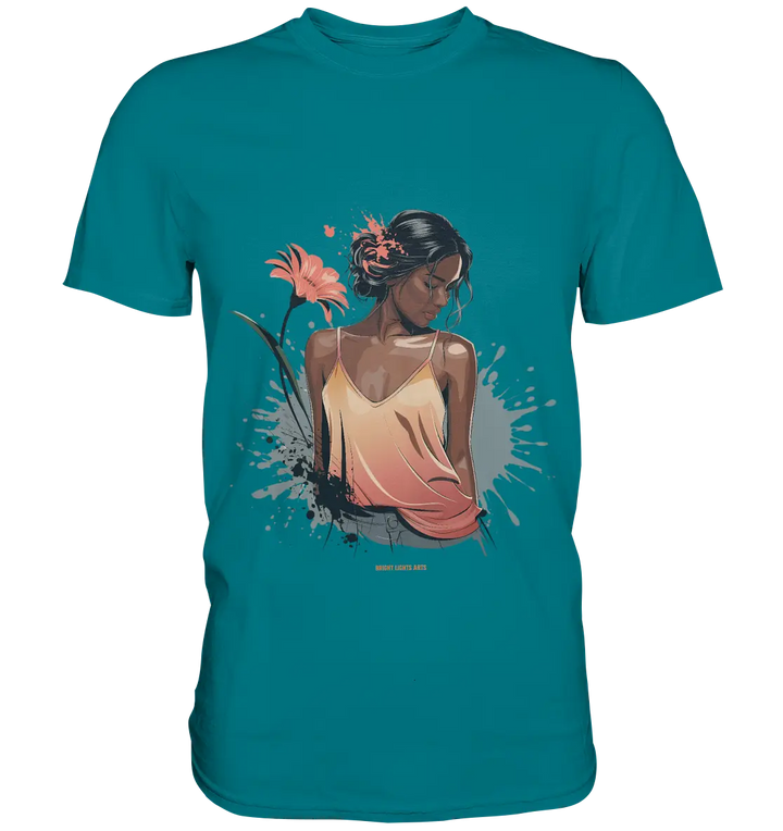 Farbige Eleganz – Stilvolle Frau in einer kreativen Komposition - Premium Shirt Bright Lights Arts