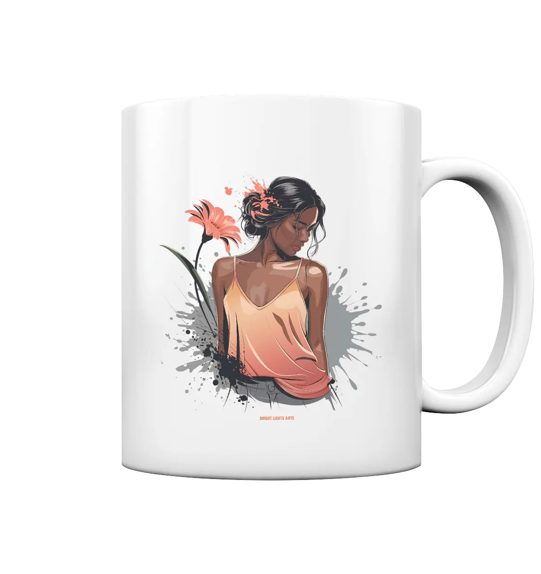 Farbige Eleganz – Stilvolle Frau in einer kreativen Komposition - Tasse glossy Bright Lights Arts