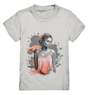 Farbige Eleganz – Stilvolle Frau mit Blume und lebhaften Farben - Kids Premium Shirt Bright Lights Arts