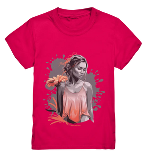 Farbige Eleganz – Stilvolle Frau mit Blume und lebhaften Farben - Kids Premium Shirt Bright Lights Arts