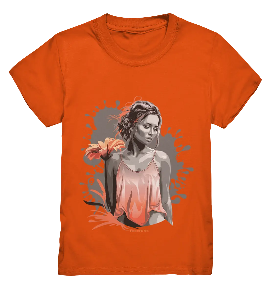 Farbige Eleganz – Stilvolle Frau mit Blume und lebhaften Farben - Kids Premium Shirt Bright Lights Arts