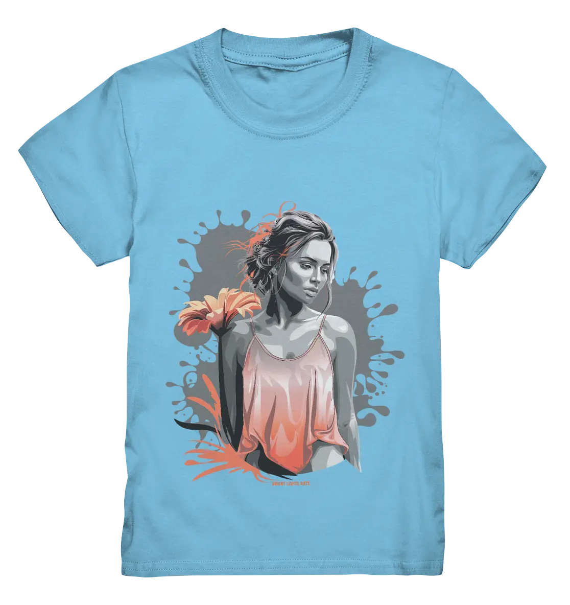 Farbige Eleganz – Stilvolle Frau mit Blume und lebhaften Farben - Kids Premium Shirt Bright Lights Arts