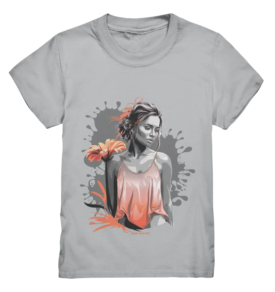 Farbige Eleganz – Stilvolle Frau mit Blume und lebhaften Farben - Kids Premium Shirt Bright Lights Arts
