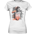 Farbige Eleganz – Stilvolle Frau mit Blume und lebhaften Farben - Ladies Premium Shirt Bright Lights Arts
