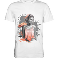 Farbige Eleganz – Stilvolle Frau mit Blume und lebhaften Farben - Premium Shirt Bright Lights Arts