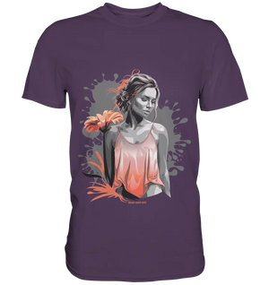 Farbige Eleganz – Stilvolle Frau mit Blume und lebhaften Farben - Premium Shirt Bright Lights Arts