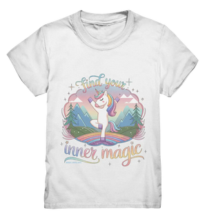 Find Your Inner Magic – Yoga-Einhorn auf dem Regenbogen - Kids Premium Shirt Bright Lights Arts