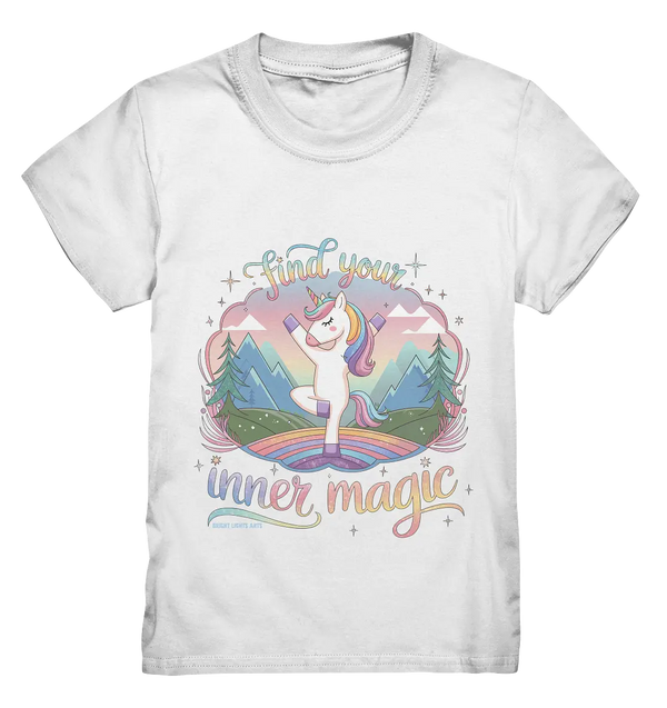 Find Your Inner Magic – Yoga-Einhorn auf dem Regenbogen - Kids Premium Shirt Bright Lights Arts
