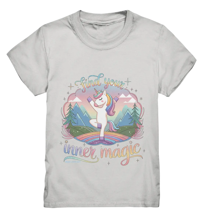Find Your Inner Magic – Yoga-Einhorn auf dem Regenbogen - Kids Premium Shirt Bright Lights Arts