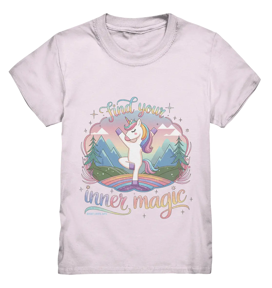 Find Your Inner Magic – Yoga-Einhorn auf dem Regenbogen - Kids Premium Shirt Bright Lights Arts