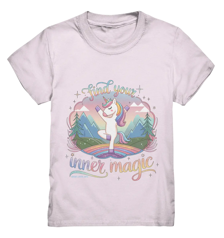 Find Your Inner Magic – Yoga-Einhorn auf dem Regenbogen - Kids Premium Shirt Bright Lights Arts