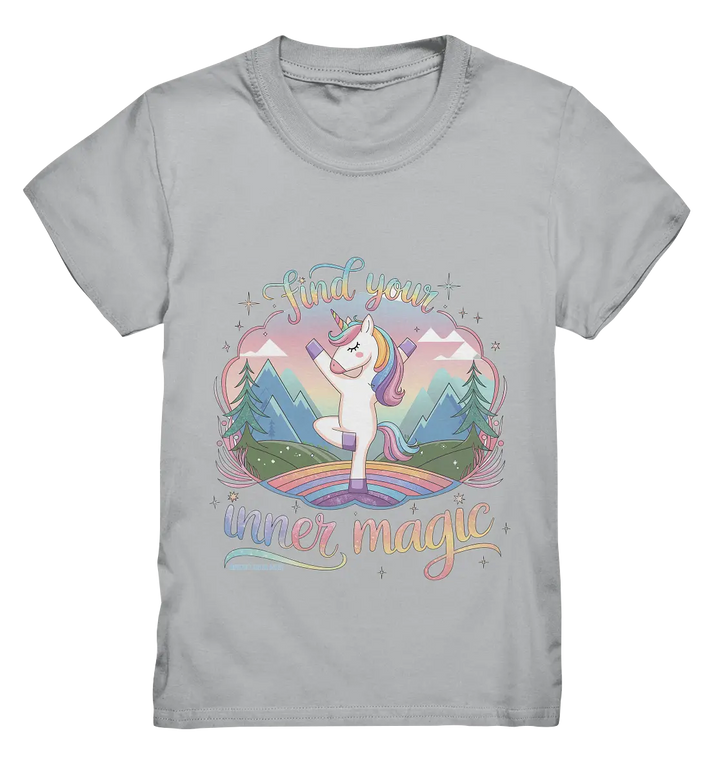 Find Your Inner Magic – Yoga-Einhorn auf dem Regenbogen - Kids Premium Shirt Bright Lights Arts