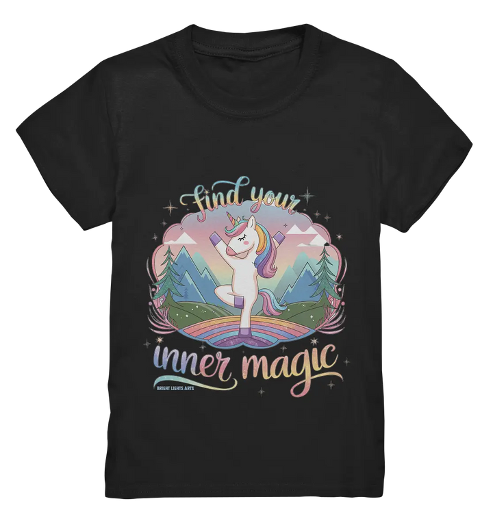 Find Your Inner Magic – Yoga-Einhorn auf dem Regenbogen - Kids Premium Shirt Bright Lights Arts