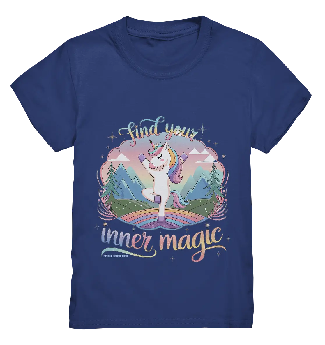 Find Your Inner Magic – Yoga-Einhorn auf dem Regenbogen - Kids Premium Shirt Bright Lights Arts