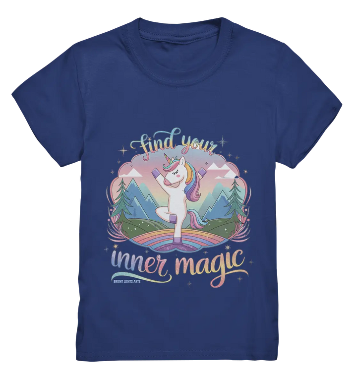 Find Your Inner Magic – Yoga-Einhorn auf dem Regenbogen - Kids Premium Shirt Bright Lights Arts