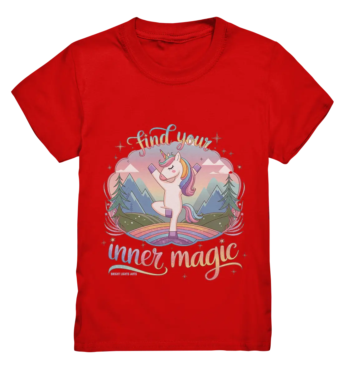 Find Your Inner Magic – Yoga-Einhorn auf dem Regenbogen - Kids Premium Shirt Bright Lights Arts