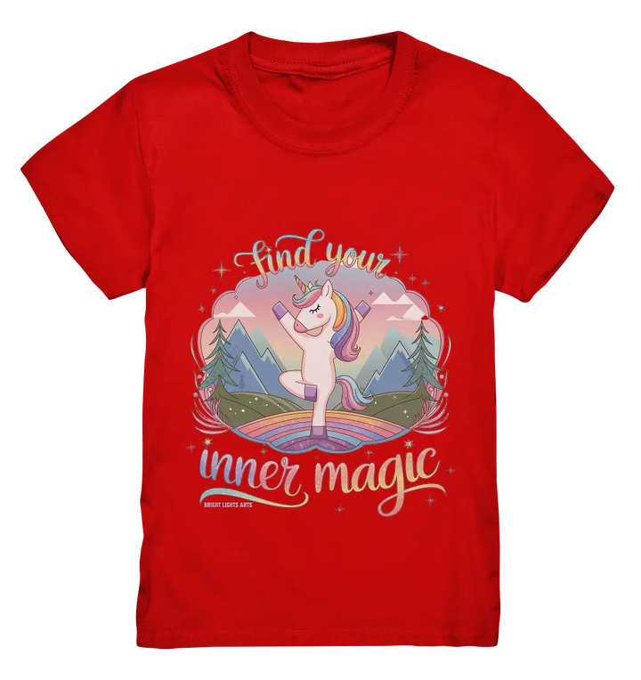 Find Your Inner Magic – Yoga-Einhorn auf dem Regenbogen - Kids Premium Shirt Bright Lights Arts