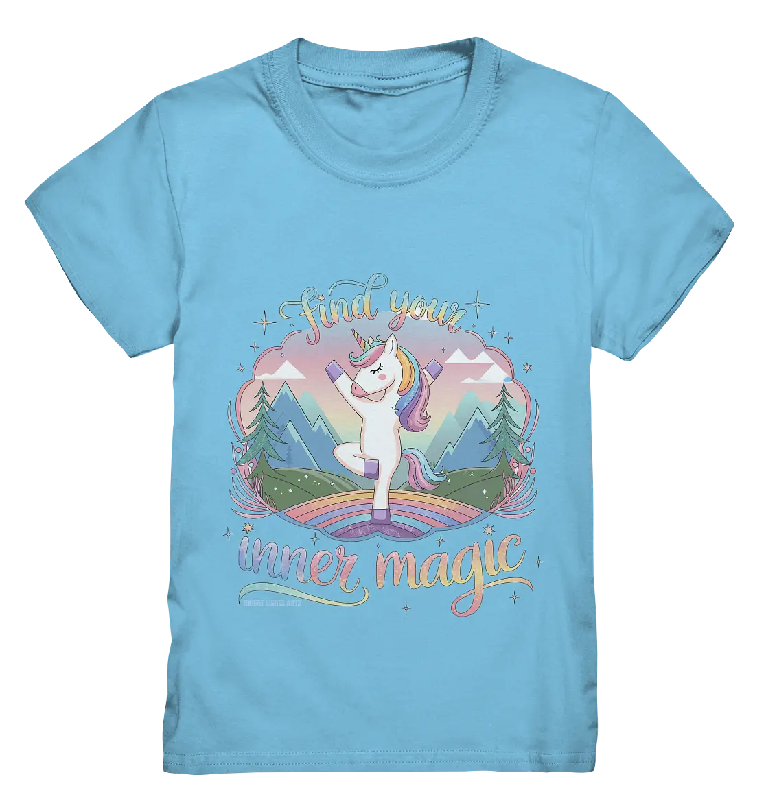 Find Your Inner Magic – Yoga-Einhorn auf dem Regenbogen - Kids Premium Shirt Bright Lights Arts